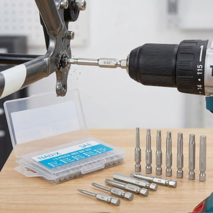 30 Piece Hex Head Allen Wrench Drill Bit Set, 1/4 Inch Shank Metric and SAE S2 Steel Hex Bit Set, Magnetic Tips 50mm Long (SAE+METRIC BITS) - style: 30 Piece Hex Head