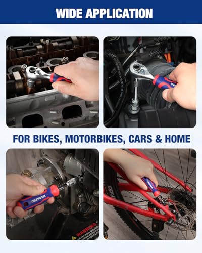 WORKPRO 34 PCS 1/4" Drive Mini Socket Ratchet Wrench Set, Socket & Bit Head | Magnetic Driver, Metric Sockets 4-12mm, Extension Bars & Universal Joint, Storage Case - style: Dual-Head Ratchet Bit-Rich Set