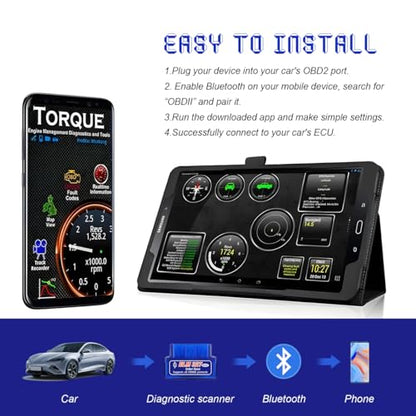 2 PCS ELM327 OBDII Car Auto Diagnostic Scanner, Mini ELM327 Interface Bluetooth Engine Fault Code Reader, Professional Wireless Failure Detector Compatible with OBD2 Vehicles - color: 2PCS