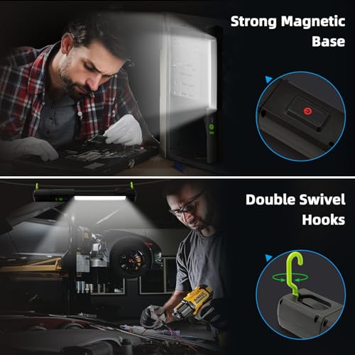 Magnetic Work Light,2500LM LED Underhood Work Light Bar with Hooks,4400mAh Rechargable Work Flashlight for Car Repair, Underhood, Workshop, Emergency