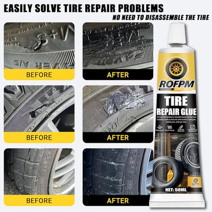Tire Repair Glue Kit, 100ml Tire Repair Adhesive Black, Strong Bonding Professional Rubber Cement for Car, Motorcycle, Jeep, Truck, Rc (1.69floz *2)