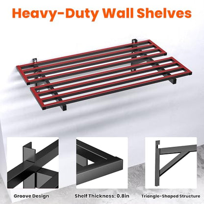 Ultrawall Heavy Duty Garage Wall Shelves, 2 x 4 ft Wall Mounted Storage Shelves, Holds Up to 800Lbs, 2Pack, Black - size: 48in
