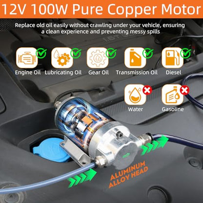 100W Electric Oil Change Extractor Pump, 1-4L/min Oil Transfer Pump for Engine/Transmission/Gear Oil Change, Compatible with Milwaukee M18 Battery(Oil Pump-A+Red Adapter) - color: Oil Pump-A+Red Adapter