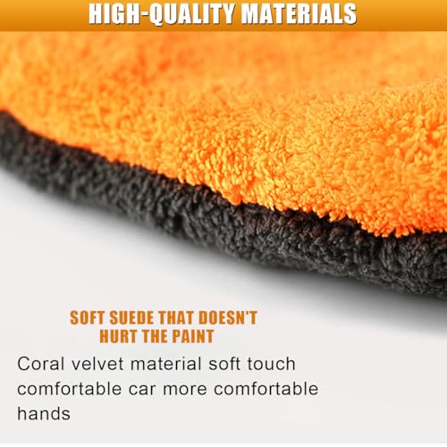 2PCS Car Wash Mitt, Coral Fleece Microfiber Dusting Mitt with Thumb, No Scratch No Lint Cleaning Glove with Elastic Wrist Cuff, Reusable Car Washing and Detailing Supplies (Thumb)