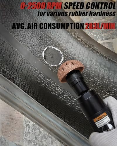Tire Repair Kit Air Tire Repair Polish Patch Tools with 2500RPM Low-Speed Air Grinder & Tungsten Buffer for Car, ATV, Truck Tires (Scraping Roller Included)