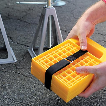 Camco RV Stabilizing Jack Pads - Features Interlocking Design & Includes Handy Strap for RV Storage and Organization - Molded of Strong UV Stabilized Polypropylene - (44595), 4 Count (Pack of 4) - size: 6.2-Inch x 6.2-Inch (Pack of 4), style: Pack of 4