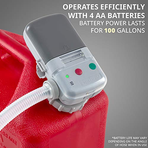 Deway Auto Fuel Transfer Pump, AA Battery, Auto-Stop, 2.4 GPM, Screw-On Cap | Hands-free fill and drain for autos, generators, and lawn equipment; not for US kerosene cans. - style: Auto Stop Nozzle w/ 39" Plastic Hose