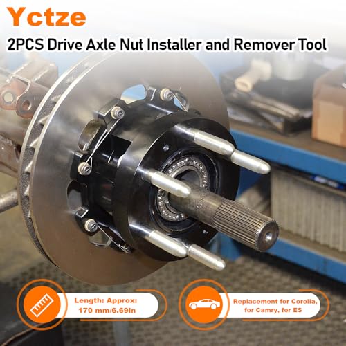 Yctze 2PCS CV Axle Removal Tool, 170 mm Car Drive Axle Nut Steel Removal Tool 6.69in Black Wheel Stud Installer Replacement for Corolla for Camry ES