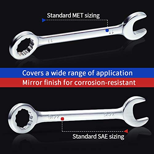 SPEEDWOX Ignition Wrench Set SAE Metric Small Open and Box Wrenches Mini Spanner Set Combination Wrench Set with Portable Storage Pouches - size: Combination Metric & SAE 6-Piece
