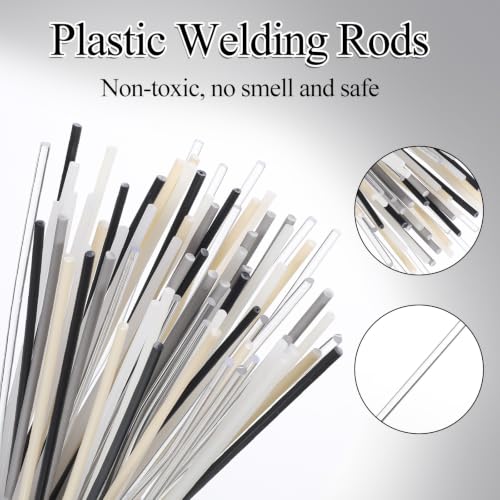 78 Pcs Plastic Welding Rods 1/8 Inch / 3mm Diameter Round Sticks PU PP ABS PE TPO PA PC 7 Types of Plastic Welding Rods Kit for Car Bumpers Daily Repair (7.87 Inch Long)