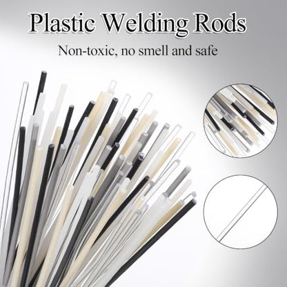 78 Pcs Plastic Welding Rods 1/8 Inch / 3mm Diameter Round Sticks PU PP ABS PE TPO PA PC 7 Types of Plastic Welding Rods Kit for Car Bumpers Daily Repair (7.87 Inch Long)