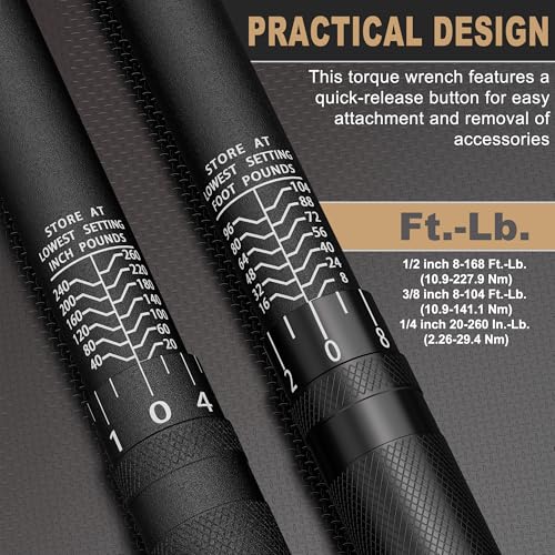 35PCS 1/4" 3/8" 1/2" Drive Click Torque Wrench, 72 Teeth Dual-Direction Adjustable, ±3% Accuracy Click Torque Wrench Set for Car, Motorcycle Maintenance - size: 35Peice