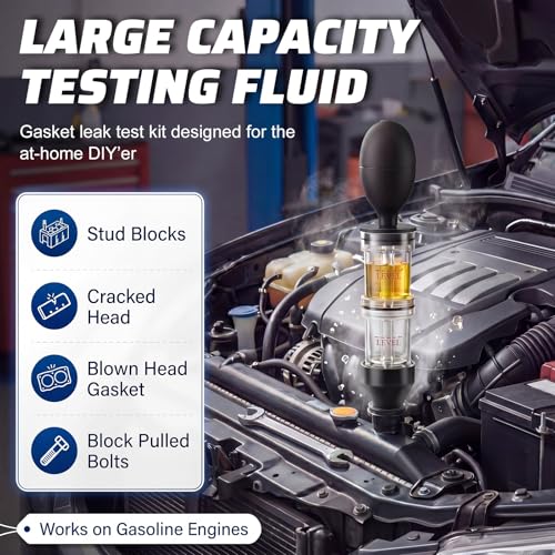 Xuhal Dual Chamber Head Gasket Tester Kit, 8.5oz Testing Fluid Combustion Leak Test Kit for Gas Diesel Engine Car Truck Color Change Indicator