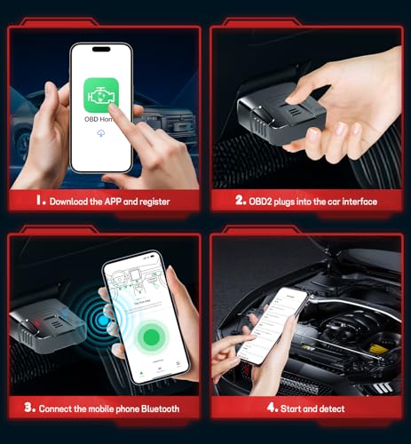 QYQBOON Bluetooth OBD2 Scanner for Cars - Wireless OBD2 Scan Tools & Code Reader for iPhone/Android Wireless Auto Diagnostic Tool to Read and Clear Error Codes Live Data Reset Exclusive APP