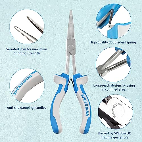 SPEEDWOX 7 Inches Long Reach Needle Nose Pliers with Serrated Jaw | Slim Extra Long Plier, Long Nose Mini Precision Wire Looping, Hard to Reach Narrow Spaces, High Leverage Fine Tips - style: Needle Nose Pliers with Teeth