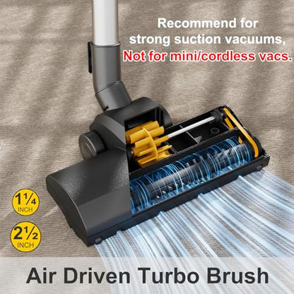 Turbo Brush Head Shop Vac Accessory 1.25" with 2.5" Hose Adapter, 1-1/4" 2-1/2" Shopvac Attachment for Wet Dry Vacuums, Ideal for Pet Hair Removal on Carpets Area Rugs Hardfloors - style: Turbo Brush