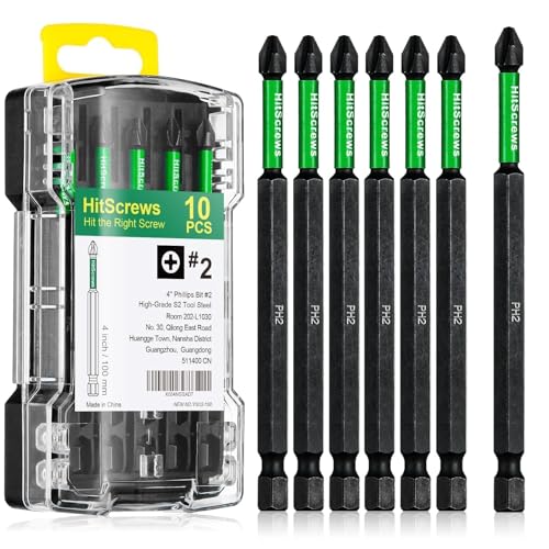 PH2 Phillips Bits #2 – 10 Pack 4" Extra Long Impact Driver Bits,S2 Steel Magnetic Screwdriver Bits for Power Tools and Screw Guns - size: 4"-10pcs
