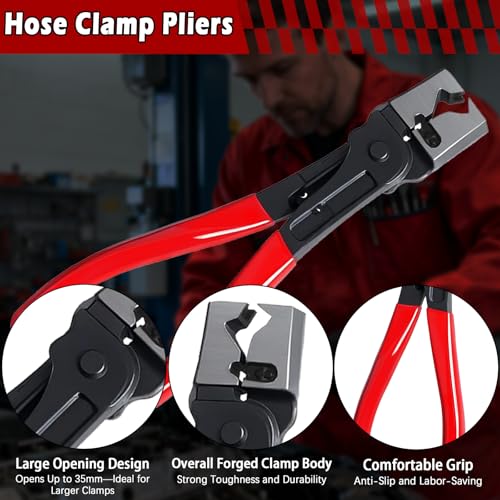 Auto fastener clip removal pliers – Automotive Electrical Tools & Clip removal tool Kit with Hose Clamp Pliers, Wire Terminal Separator, and Car Plug Connector - color: B-red 4pcs