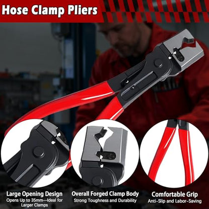 Auto fastener clip removal pliers – Automotive Electrical Tools & Clip removal tool Kit with Hose Clamp Pliers, Wire Terminal Separator, and Car Plug Connector - color: B-red 4pcs