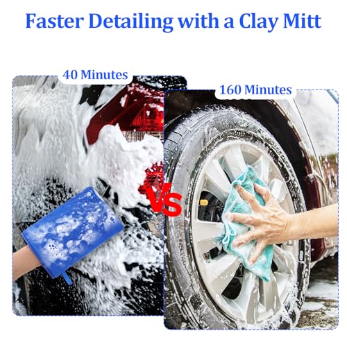 Giantree Clay Mitt - Auto Detailing Microfiber Clay Bar, Medium Grade, Blue
