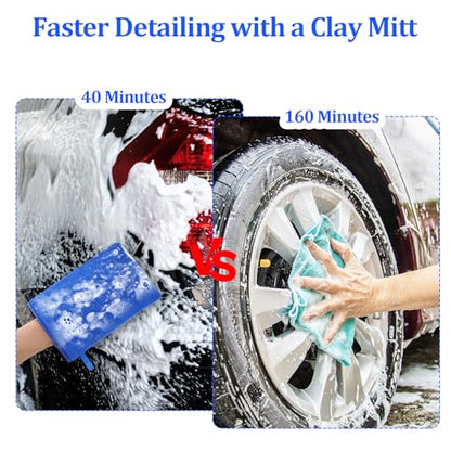 Giantree Clay Mitt - Auto Detailing Microfiber Clay Bar, Medium Grade, Blue