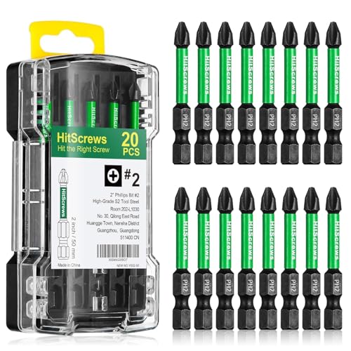 20 Pack Phillips Impact Driver Bits #2, 2-Inch Magnetic Screwdriver Bits, S2 Steel Ph2 Impact Bits For Impact Driver Ready & Home Repair - size: 2"-20pcs