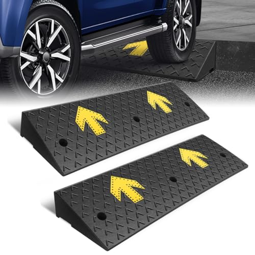 Rubber Curb Ramp 4.3" Rise Height, Arrow Patterned Sidewalk Curb Ramp for Forklift Truck Bus Car SUV, Driveway Curb Ramps for Low Profile Car, Threshold Bridge Ramp for Warehouse Garage - size: 4.3" Rise Arrow