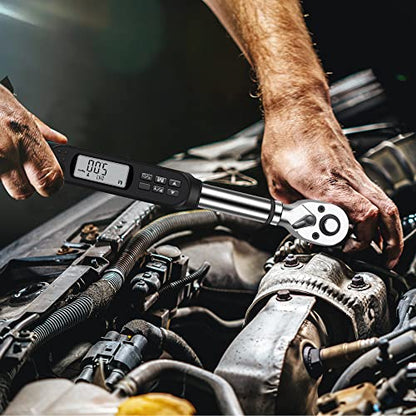 MULWARK 3/8" Digital Torque Wrench Electronic Set, with Buzzer & LED, 2.2-44.3 ft-lbs(3-60 Nm), High Precision Adjustable Electronic Torque Wrenches Car Repairing Tool Calibrated with Storage Case