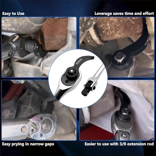 6 Pcs Pry Bar Wrench Adaptor Head Set, Crowbar Adapter Head Tool, Half Shaft Removal Car Repairing Tools 1/2" 3/8" 1/4" D 8pt (Square) Profile - color: 6pc