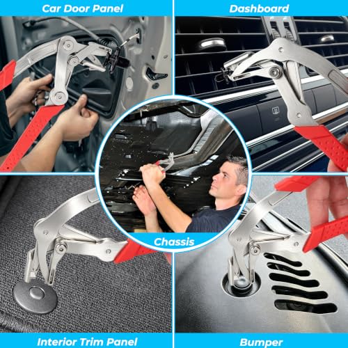 Car Clip Pliers, Automotive Clip Removal Tool, Damage-Free Panel Clip Removal Pliers for Automotive Plastic Fasteners Clips, Interior & Exterior Trim, Door Panels, Rivets and Buckles