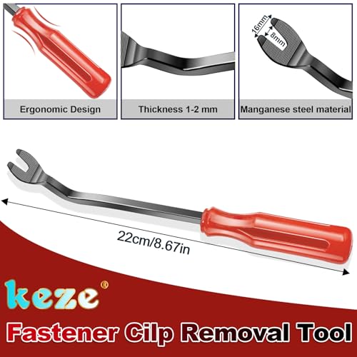 Keze 8 Pcs Auto Trim Removal Tool Kit with Non-Scratch Plastic Pry Tool & Fastener Clip Removal Tool Set for Car Panel Dashboard Door Clips and Upholstery Trim-Red - color: Red-8 Trim Removal Tool Set