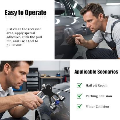 19PCS Car Dent Puller Kit, Vehicle Hail Damage Dent Lifter Remover with 18 Tabs, Automotive Body Paintless Pulling Suction Cup Repair Tool Kit, Universal for SUV Sedan Truck (Black) - size: 32PCS/Black