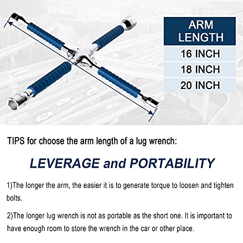 ETERNA Professional 16" Four Way Lug Wrench, Anti-slip Design Cross Wrench, Heavy Duty Lug Nut Wrench, Carbon Steel Socket Spanner, Universal Car Tire Wheel Repair Tool - color: 16" Four Way Lug Wrench