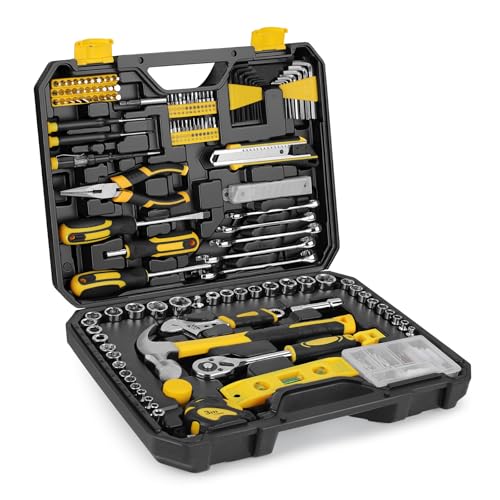 248-Piece Tool Set - General Household Hand Tool Kit with Plastic Toolbox Storage Case for Men, Home Repair, DIY Projects - color: Yellow