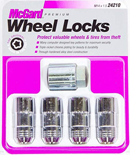 McGard 24210 Chrome Cone Seat Wheel Locks (M14 x 1.5 Thread Size) - Set of 4 - color: Chrome