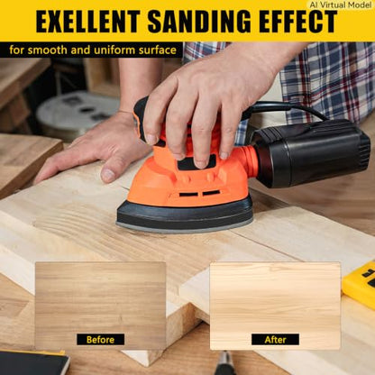 6 Pack 5 Hole Mouse Detail Sanding Interface Pad Hook and Loop, Triangle Sanding Pad, Mouse Sander Sandpaper Backing Pads, Come with 3 Pcs Triangle Sanding Sponge (320 Grits) for Balancing Pressure - size: Mouse 5 Hole - 6 Pack