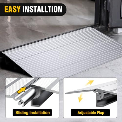 Nilight Door Threshold Ramp, 4" Rise Portable Aluminum Wheelchair Door Entry Ramps for Sheds Doorways Home Steps - size: 4" Rise