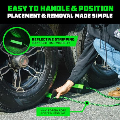Rhino USA Heavy Duty Rubber Wheel Chocks for Trucks, Trailers, Tires, RVs & Air Planes - Durable, Non-Slip Chocks for Maximum Safety