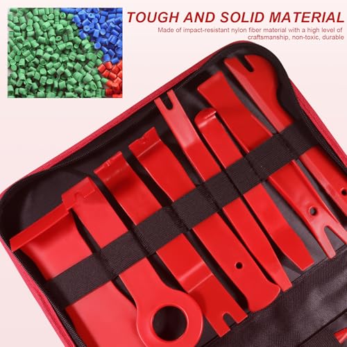 Doaho 19Pcs Car Trim Removal Tool,Auto Clip Pliers Fastener Remover Set,Pry Tool Repair Kit,Fastener Clips Removal Car Tool for Panel,Audio, Dash, Window,Clip and Upholstery with Storage Bag - color: Red-19pcs Trim Removal Tools