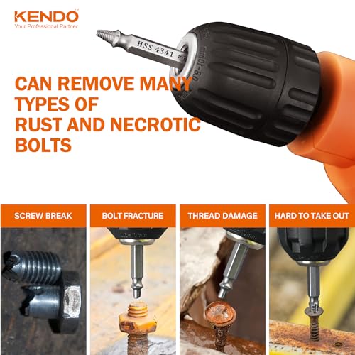 KENDO Damaged Screw Extractor Set - Remover for Stripped Screws Nuts & Bolts, Drill Bit Tools for Easy Removal of Rusty & Broken Hardware, 6PC HSS Drill Bit Bolt Extractor Kit,Practical Choice for Use - style: 6-PCS