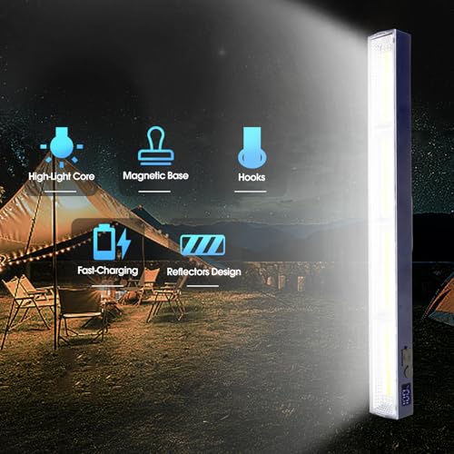 Magnetic Light BAR, 11.81-inches 5000mAh 6000 Lumens Rechargeable Portable Lamp Built in 165 LED Bulbs,with Handy Hook with 2 Magnets Endurance - size: 11.81"