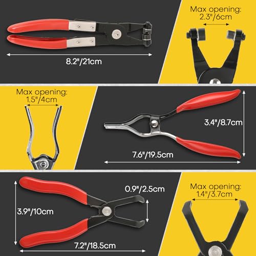 5PCS Fuel Line Pliers Set | Hose Clamp Tool, Heavy-Duty Hose Clamp Pliers Set with Filter Caliper for Automotive Line Repair