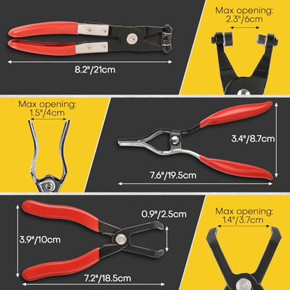 5PCS Fuel Line Pliers Set | Hose Clamp Tool, Heavy-Duty Hose Clamp Pliers Set with Filter Caliper for Automotive Line Repair