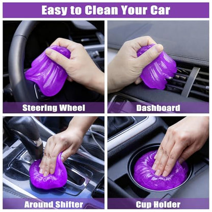 Windshield Cleaner Tool, 17Pcs Car Interior Detailing Kit, Detailing Brush, Towels, Duster, Car Cleaning Kit Interior for RVs, Truck, Trailer (Purple) - color: Purple