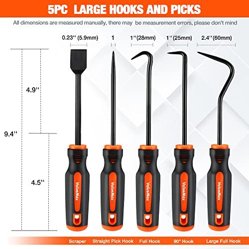 ValueMax 10PC Precision Hook & Pick Set, Magnetic Pick Tool with Scraper | Automotive & Electronic Repairs, Ideal for O-Rings, Seals & Gaskets, Ergonomic TPR Grip, Durable Storage Bag