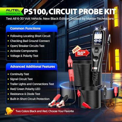 2026 Autel PowerScan PS100 Power Circuit Probe Test for 99% Car, 40FT Cable | 12-24V Automotive Electrical Open/ Short Breaker Finder, Component Activation Tester Tool, AC/DC Trailer Relay Fuse Test