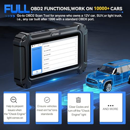 XTOOL D6 OBD2 Scanner Engine ABS SRS Transmission All System Car Scanner | Check Engine Code Reader for Cars and Trucks ABS Bleed EPB Service Throttle Relearn SRS Airbag 15 Reset Diagnostic Scan Tool