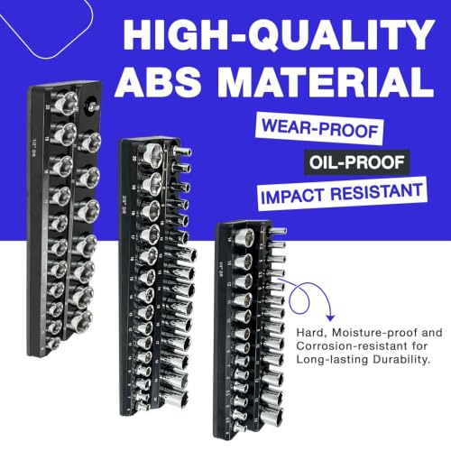 6Pcs Magnetic Socket Organizer, 1/4" 3/8" 1/2" SAE & Metric Socket Holder Tray | Holds 143 Sockets（Sockets Not Included）