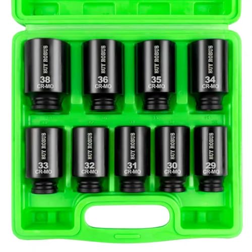 1/2" Drive Impact Socket Set, 9-Piece Metric Deep Axle Nut Sockets, 6-Point, Cr-Mo, 29mm, 30mm, 31mm, 32mm, 33mm, 34mm, 35mm, 36mm,38mm - size: 9 Piece 1/2" Metric Impact Socket Set