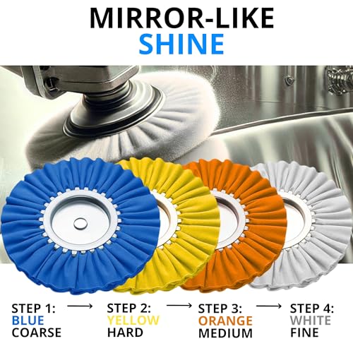 8 Inch Aluminum Polishing Kit – 6PCS Airway Buffing Wheel for Drill and Grinder Professional Rim Polishing and Metal Kit for Polished Aluminum Wheels Restoration and Shine